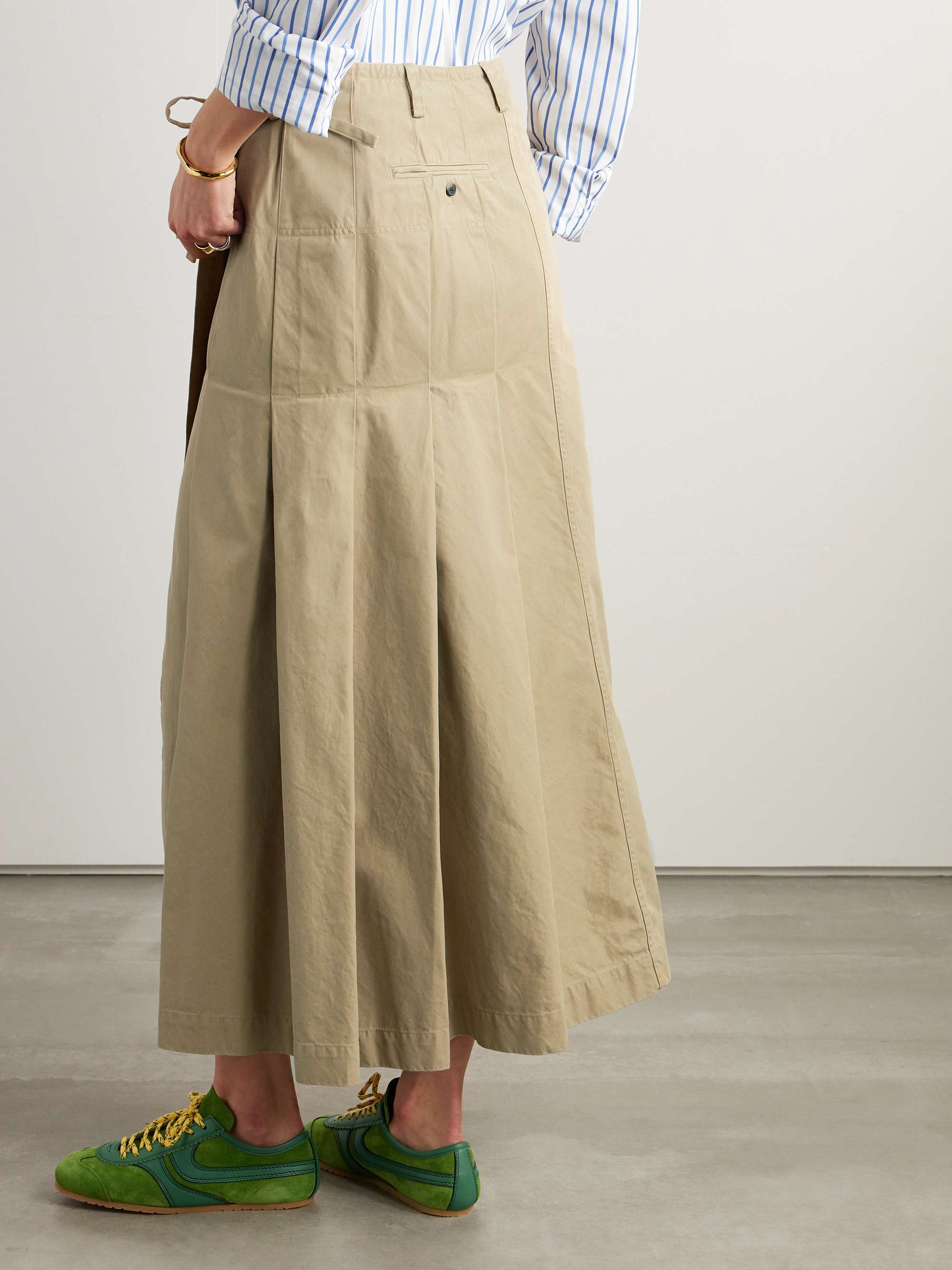 DRIES VAN NOTEN Pleated cotton-twill maxi wrap skirt | NET-A
