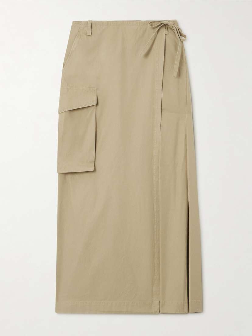 Dries Van Noten Pleated Cotton-twill Maxi Wrap Skirt