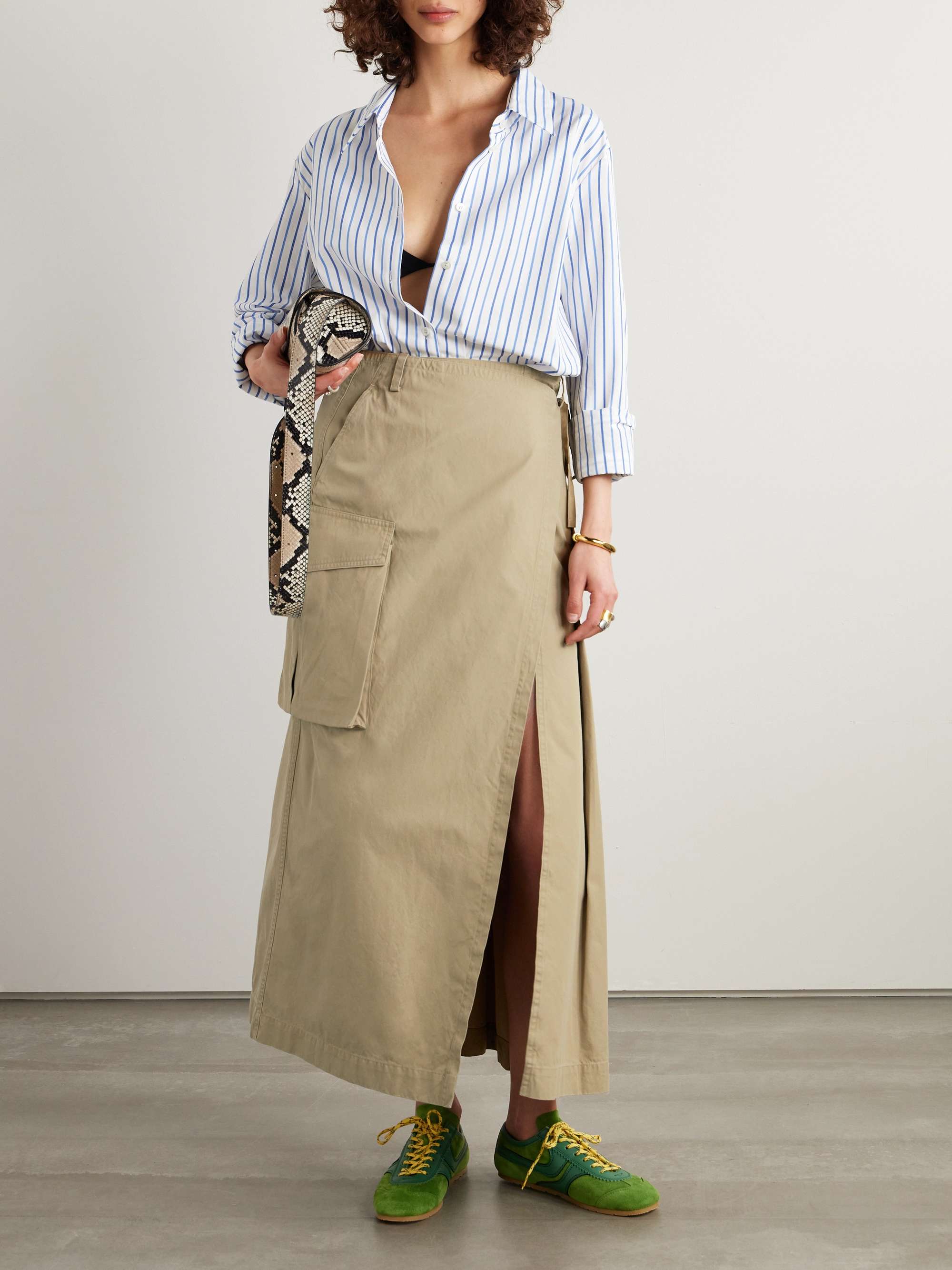 DRIES VAN NOTEN Pleated cotton-twill maxi wrap skirt | NET-A-PORTER 