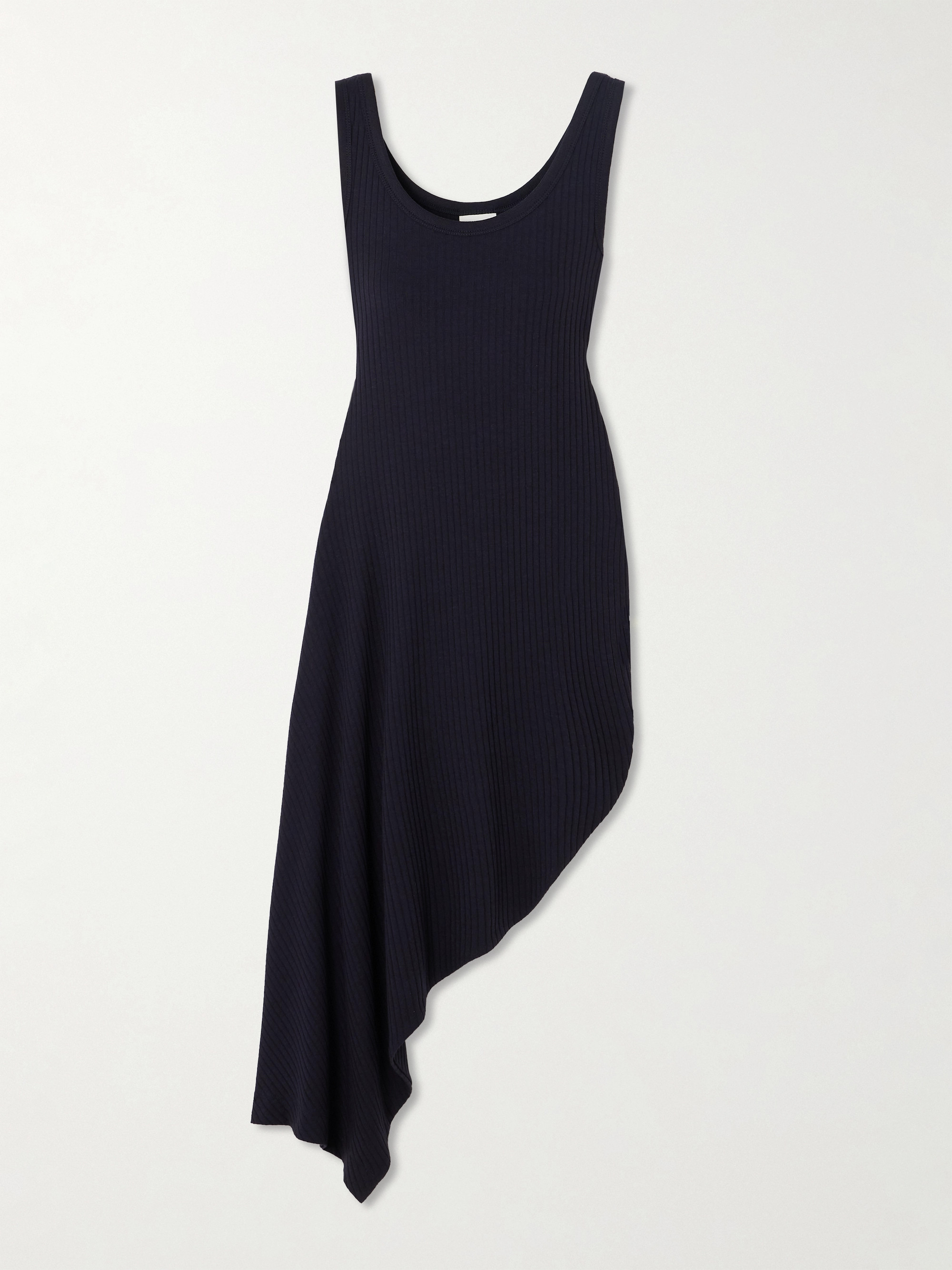 Dries Van Noten Asymmetric draped ribbed jersey midi dress thumbnail