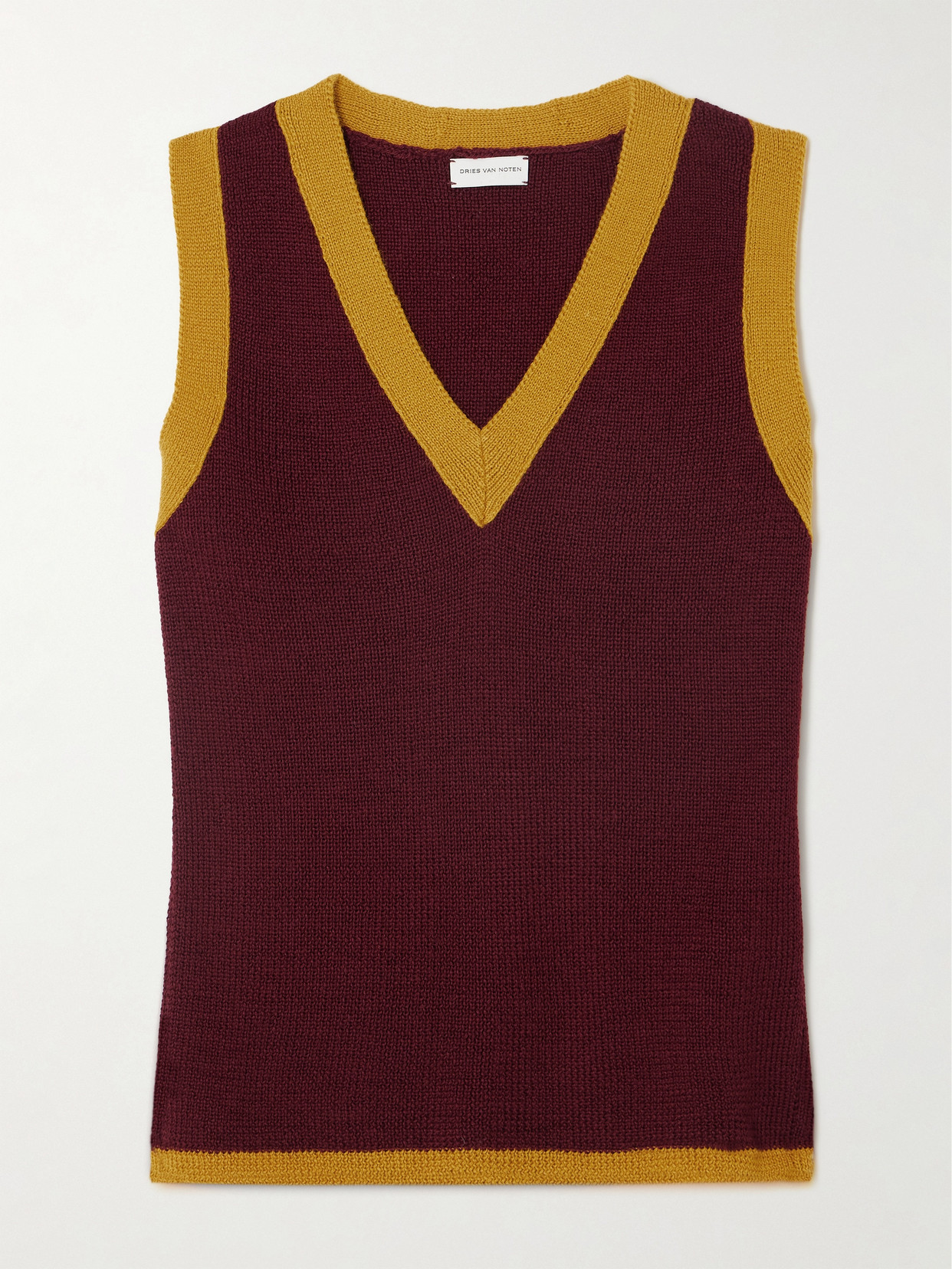 Shop Dries Van Noten Wool-blend Sweater Vest In Burgundy