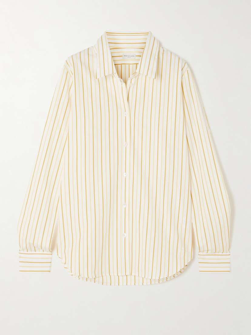 Dries Van Noten Grosgrain-trimmed Striped Cotton-poplin Shirt