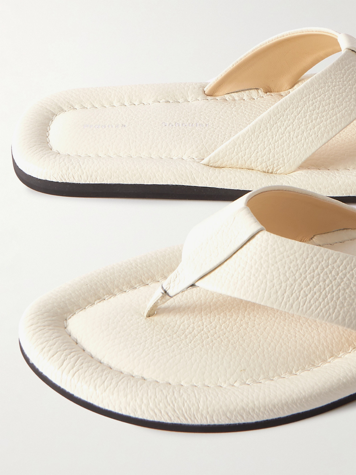 Shop Proenza Schouler Cooper Textured-leather Flip Flops In Cream