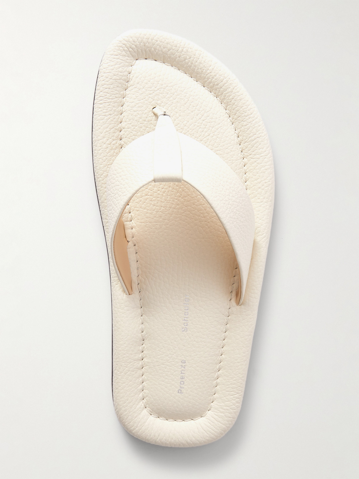 Shop Proenza Schouler Cooper Textured-leather Flip Flops In Cream