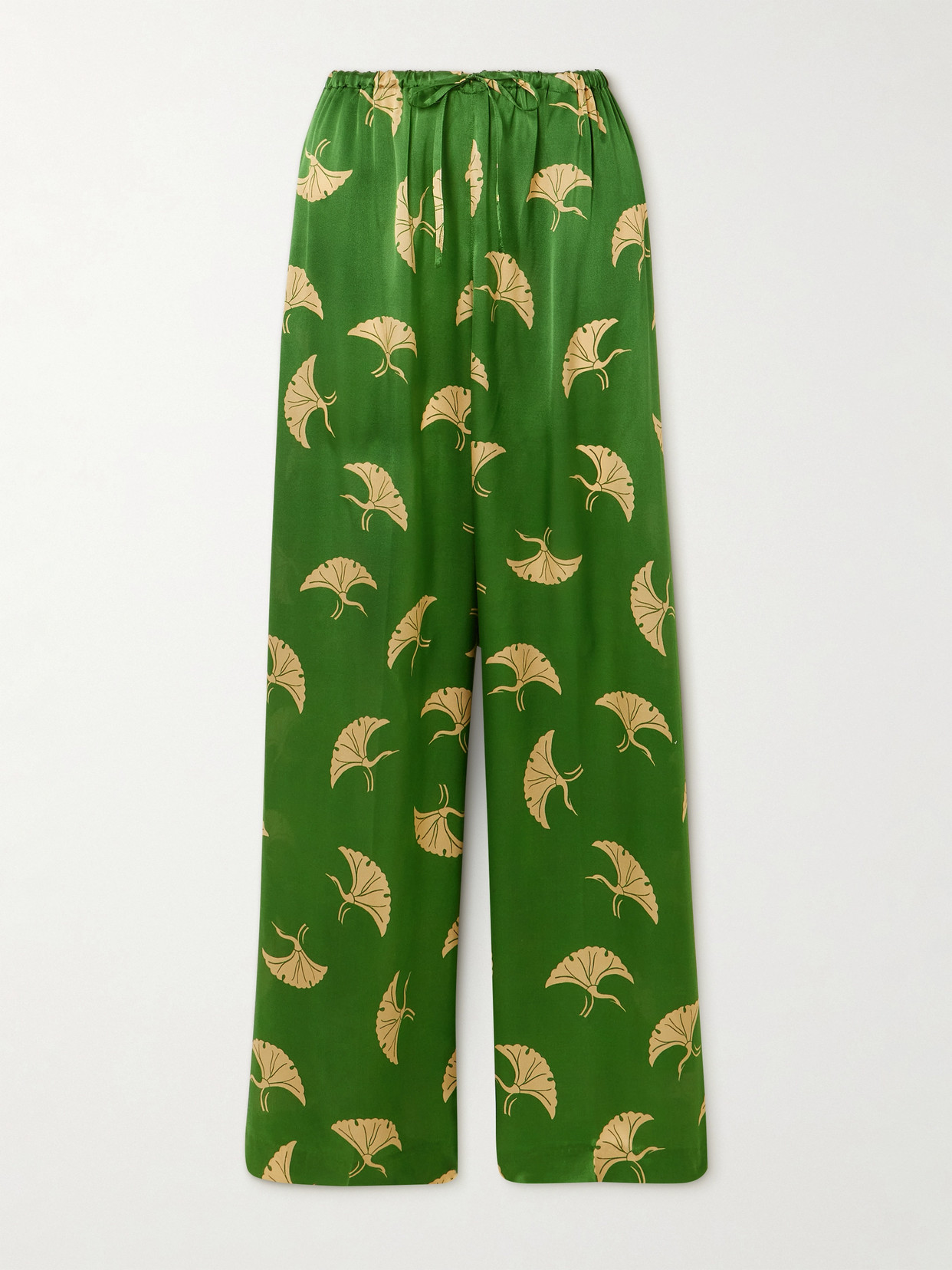 Dries Van Noten Printed Silk-satin Pants - Green