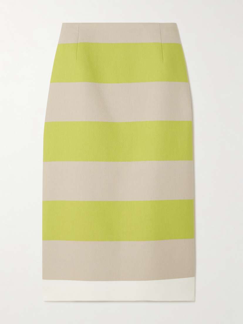 Dries Van Noten Striped Cotton-twill Midi Skirt