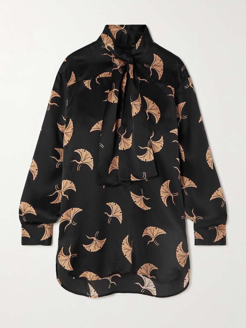Dries Van Noten Pussy-bow Printed Silk Shirt