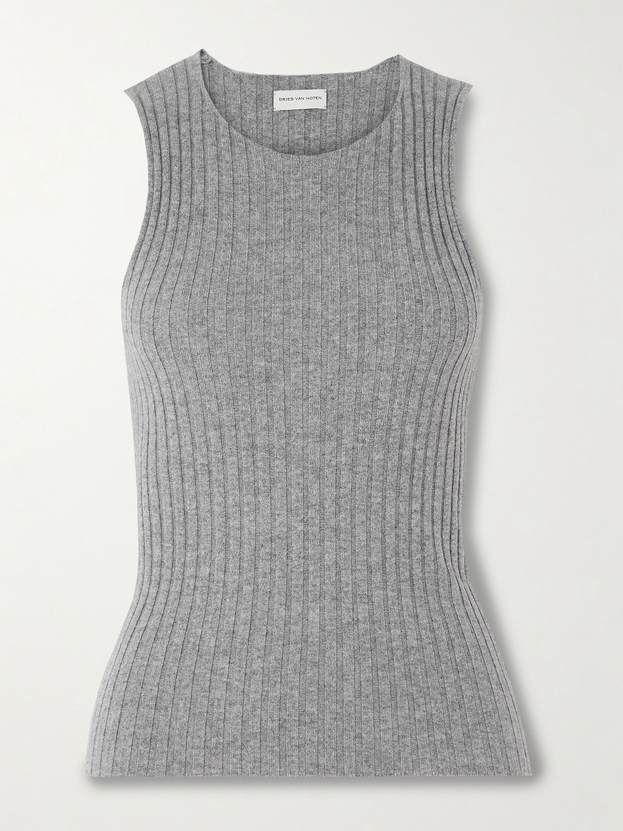 Dries Van Noten Ribbed Cashmere Tank In Grey