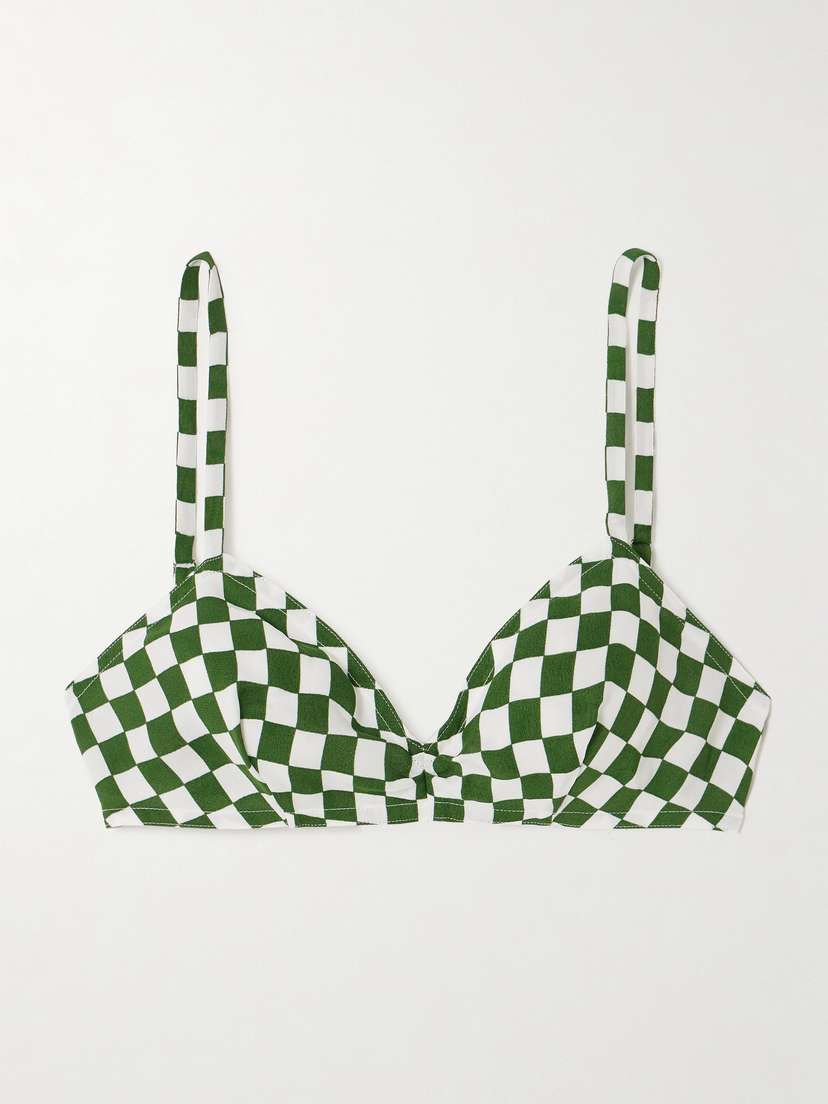 Dries Van Noten Checked Cotton Bralette - FR 34