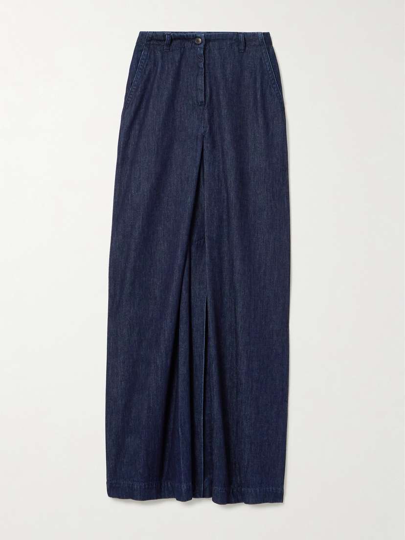 Dries Van Noten Pleated Denim Maxi Skirt - FR 34