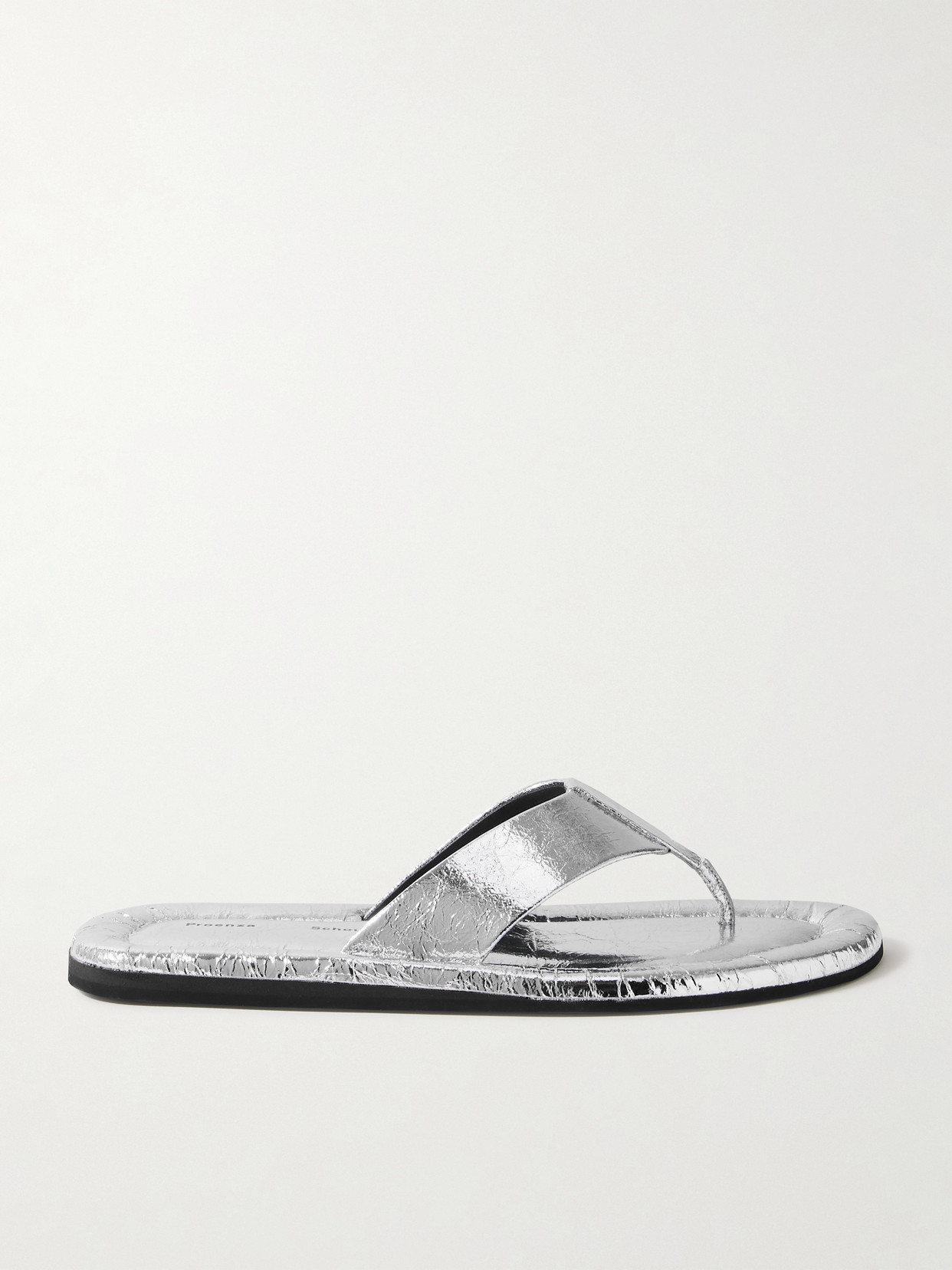 Proenza Schouler Cooper Metallic Crinkled-leather Flip Flops In Silver