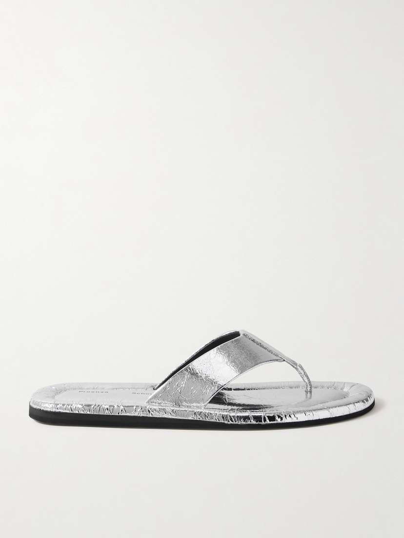 Proenza Schouler Cooper Metallic Crinkled-leather Flip Flops
