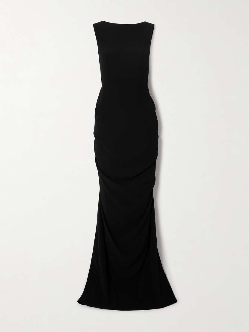 Dries Van Noten Open-back Draped Crepe Gown