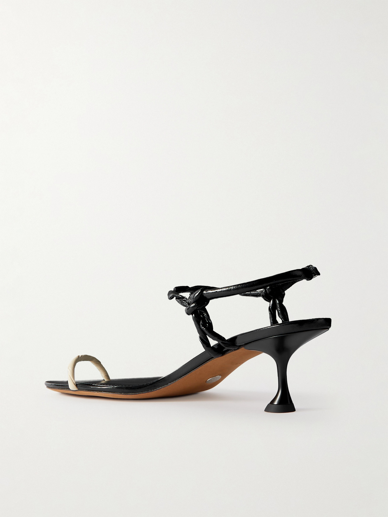 Twisted Glossed-Leather Sandals