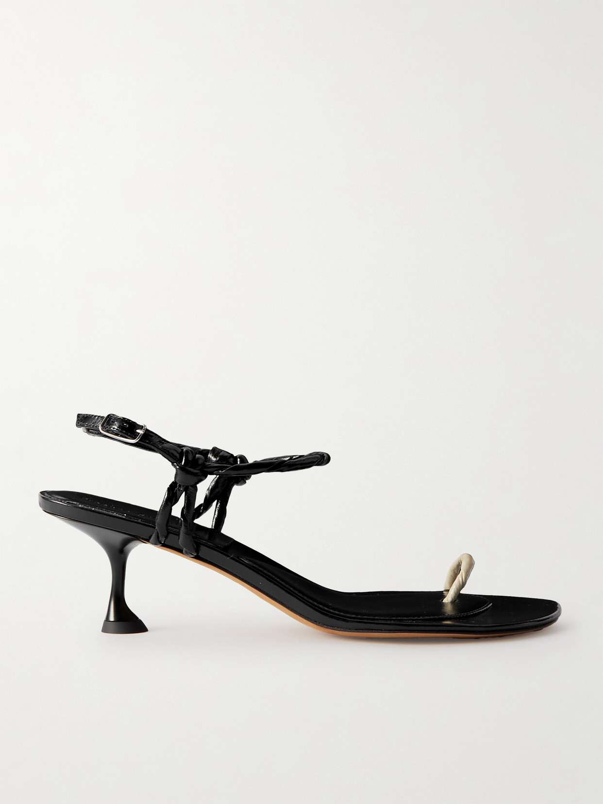 Proenza Schouler Twisted Glossed-leather Sandals In Black