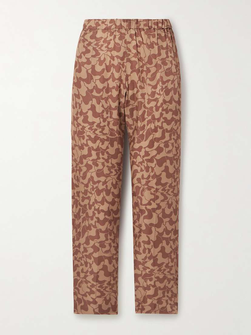 Dries Van Noten Printed Crepe De Chine Tapered Pants