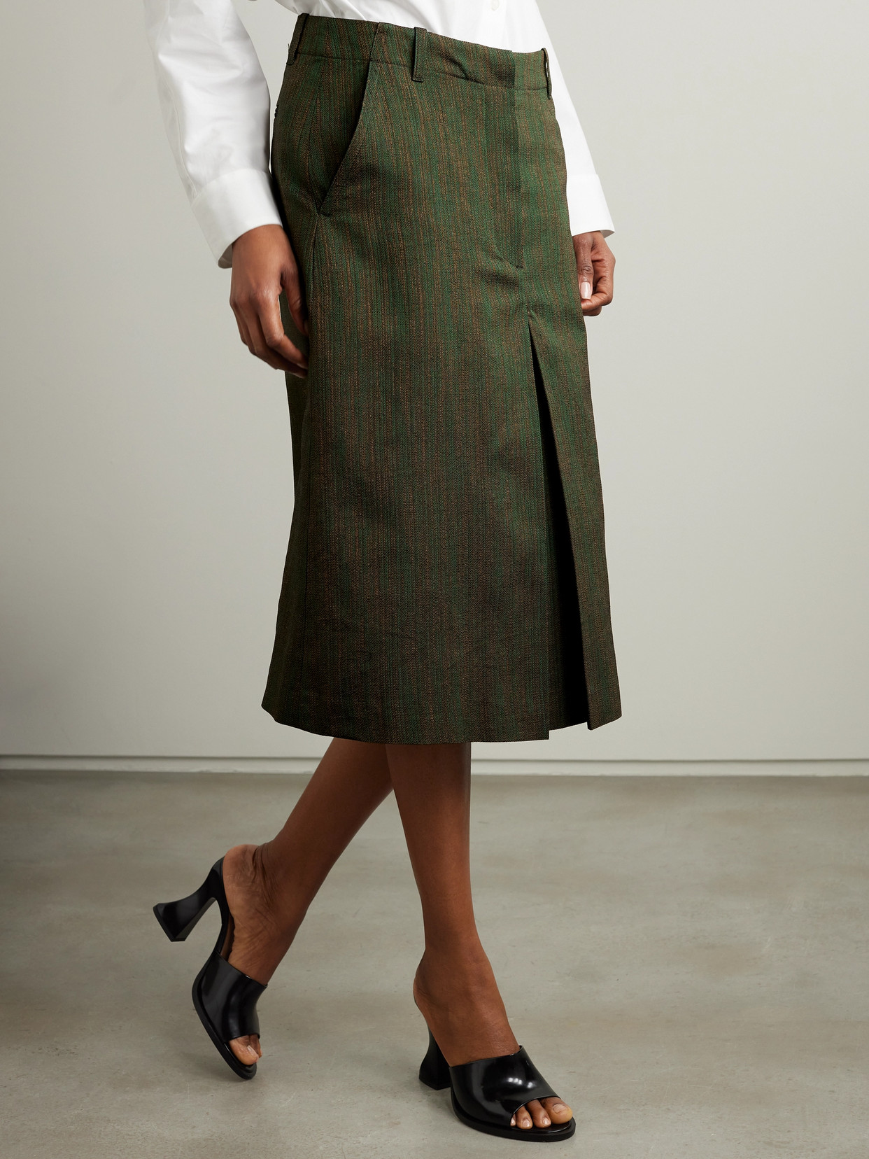 Dries Van Noten Metallic Cotton-blend Jacquard Midi Skirt In Brown