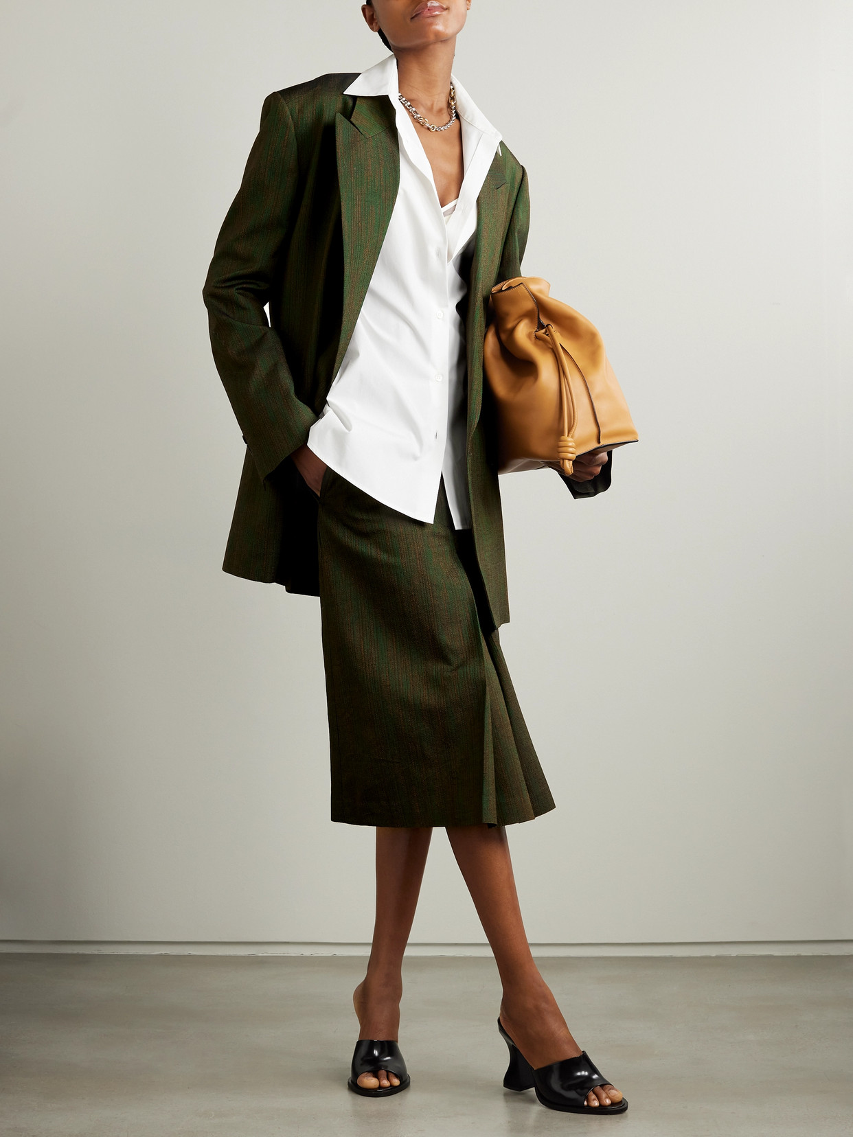 Dries Van Noten Metallic Cotton-blend Jacquard Midi Skirt In Brown