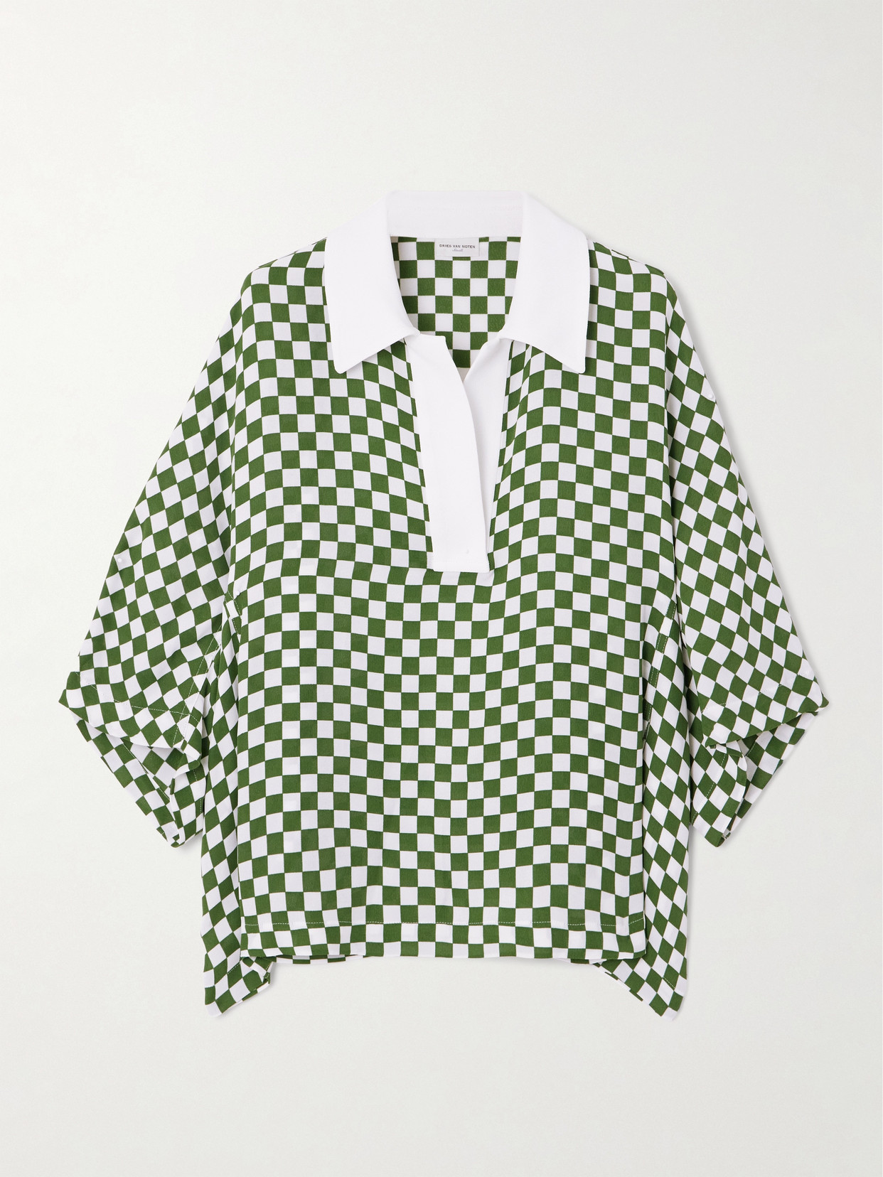 Dries Van Noten Checked Crepe T-shirt In Green