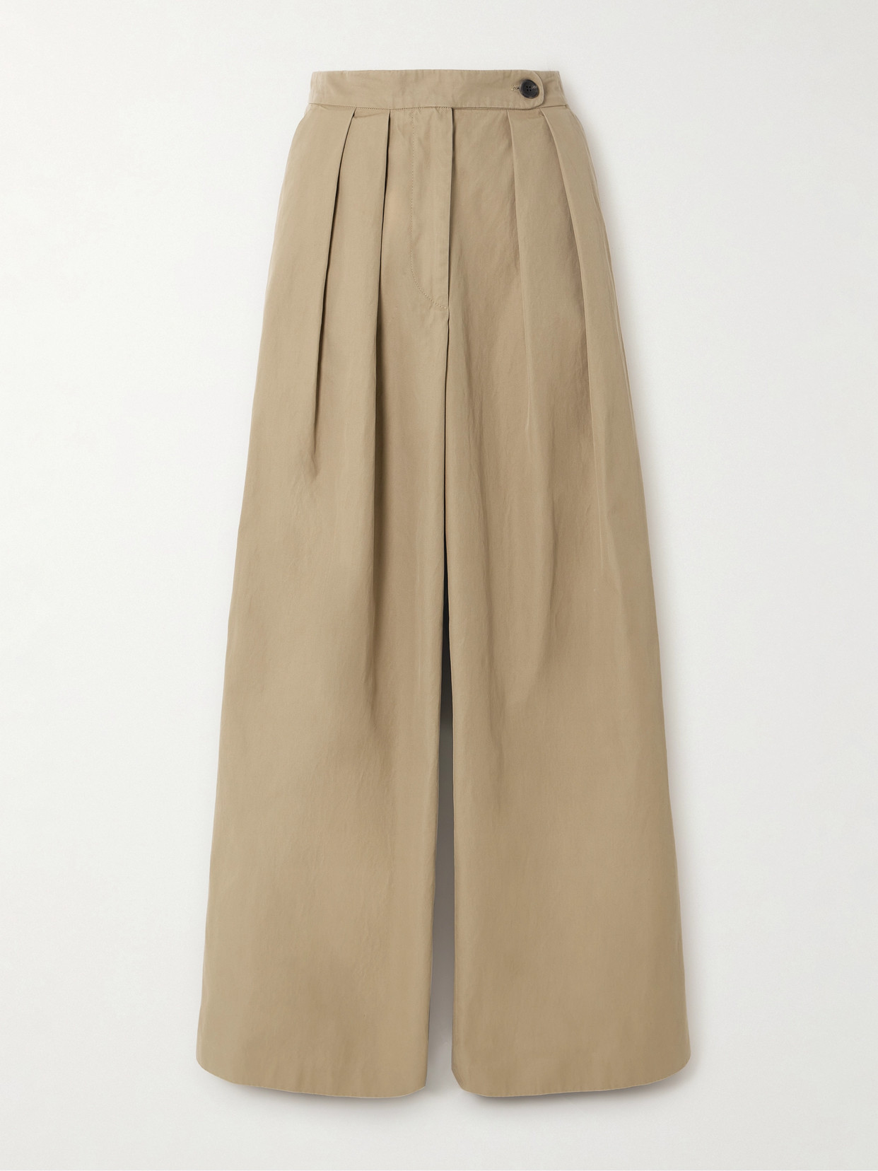 Dries Van Noten Pleated Cotton-gabardine Wide-leg Pants In Neutrals