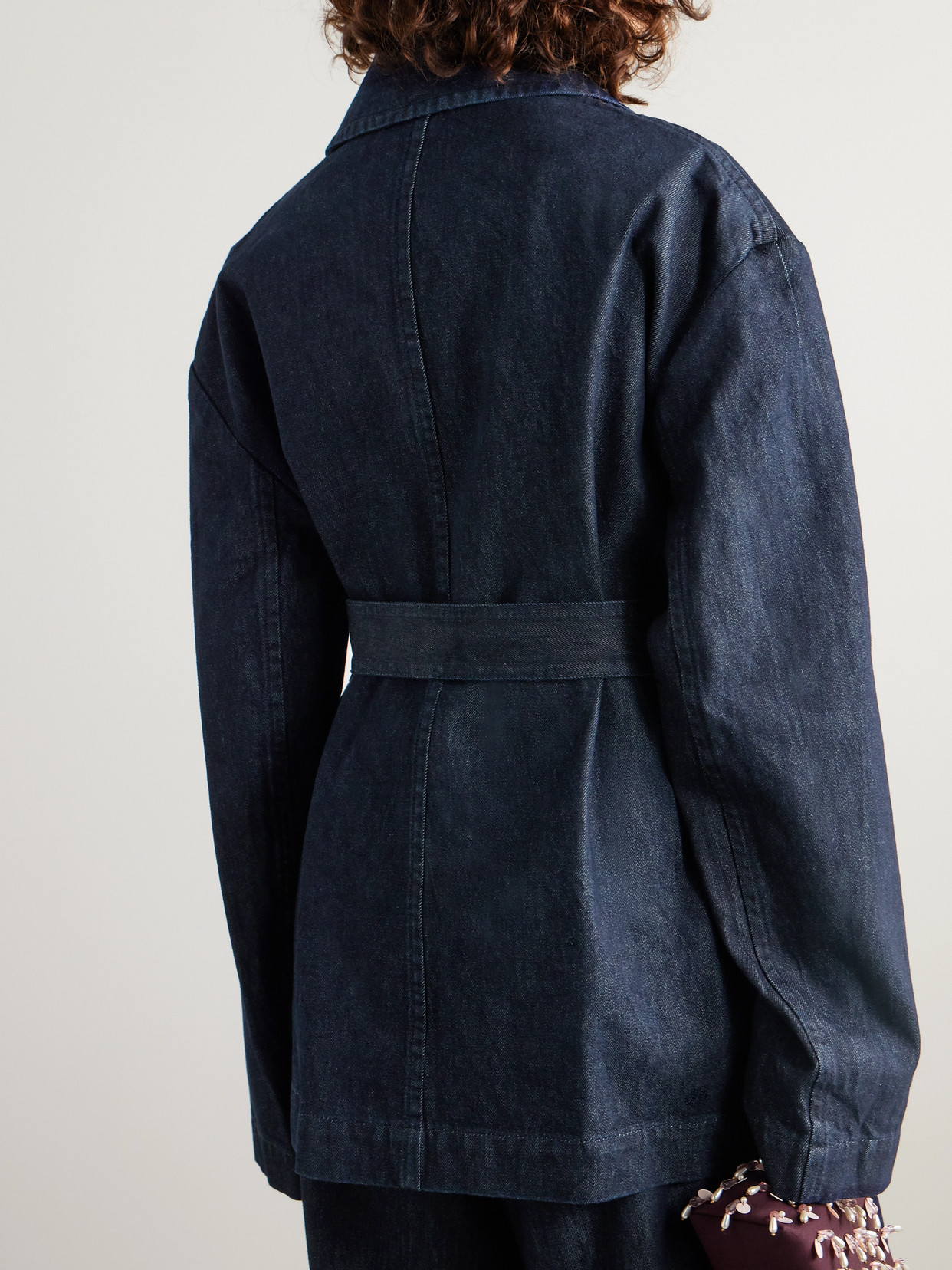Dries Van Noten Indigo Belted Denim Jacket In Blue