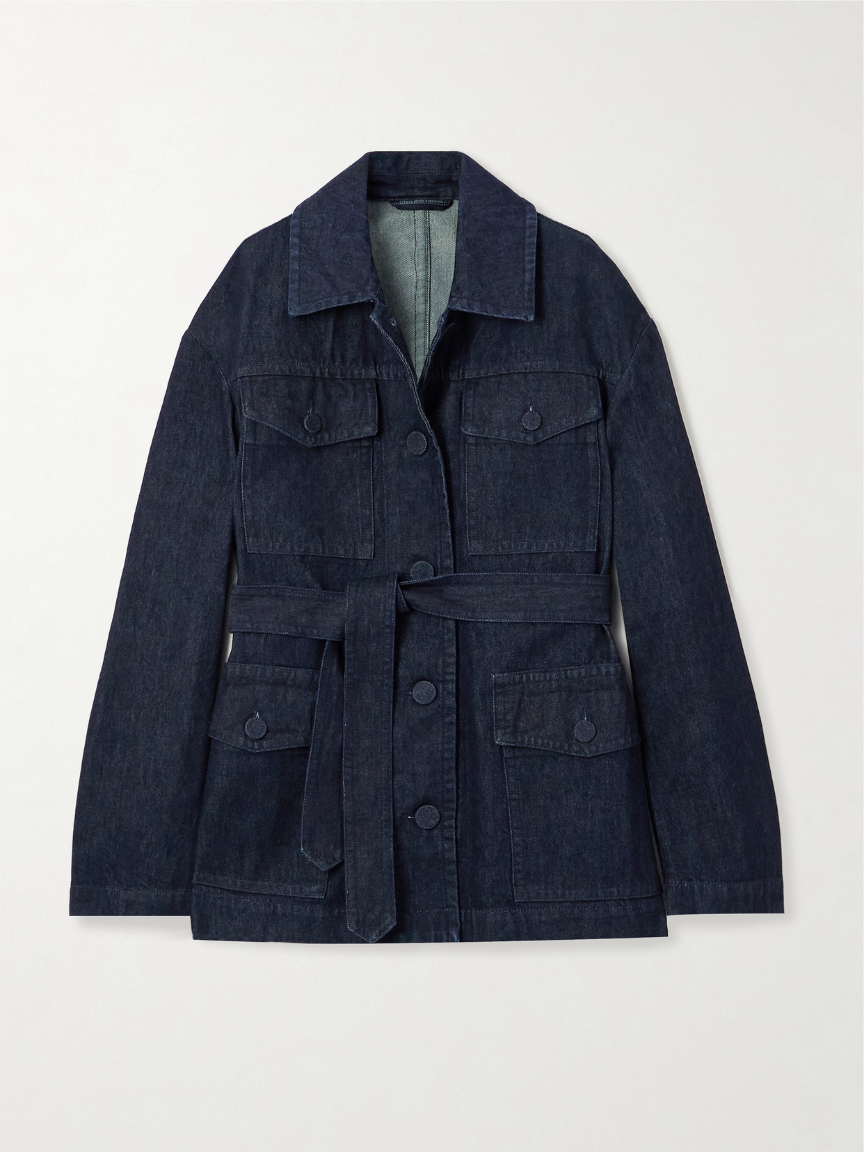 Shop Dries Van Noten Vado Belted Denim Jacket In Blue