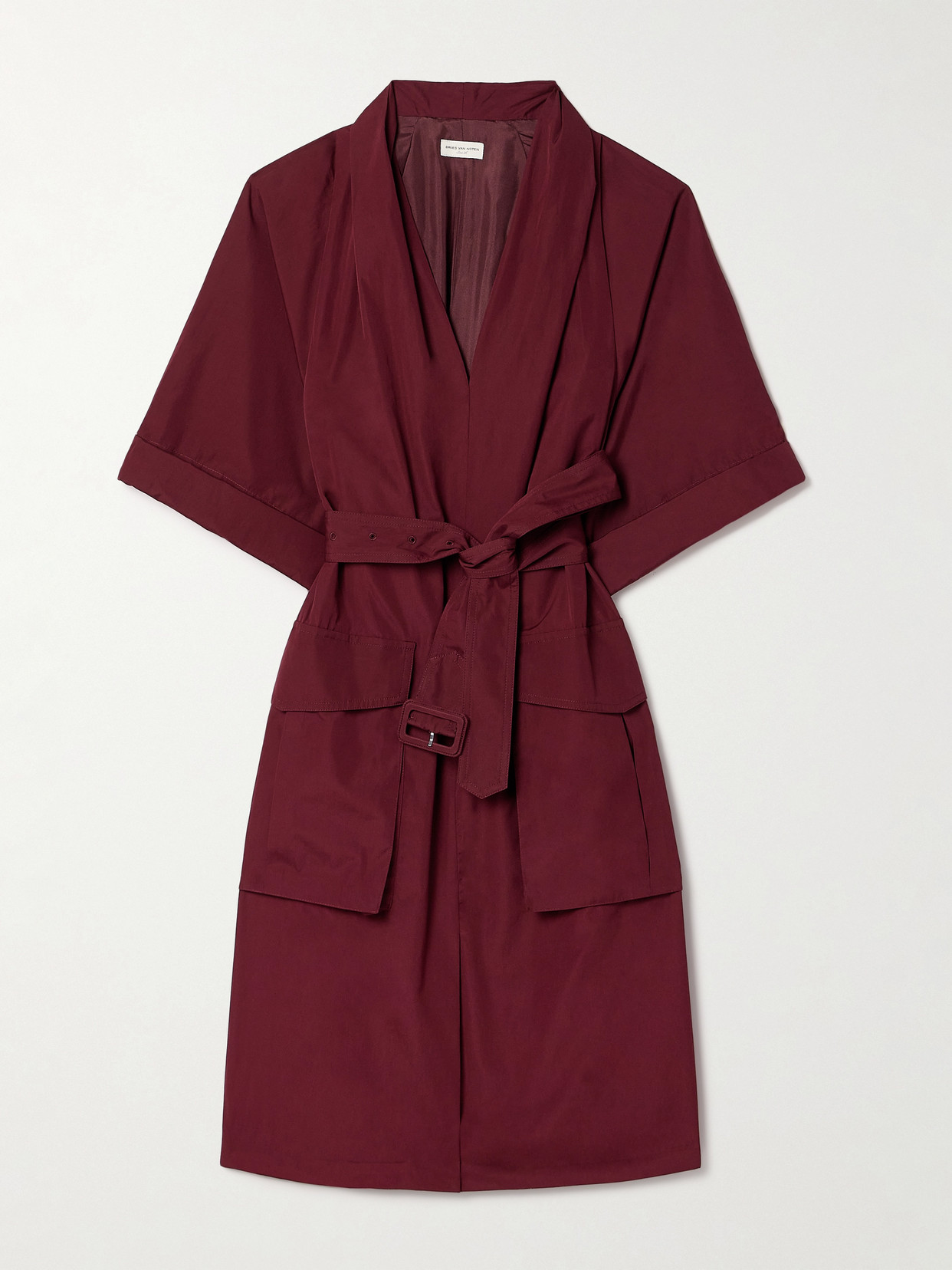 Dries Van Noten Debrasa Short-sleeve Belted Cargo Dress In Bordeaux