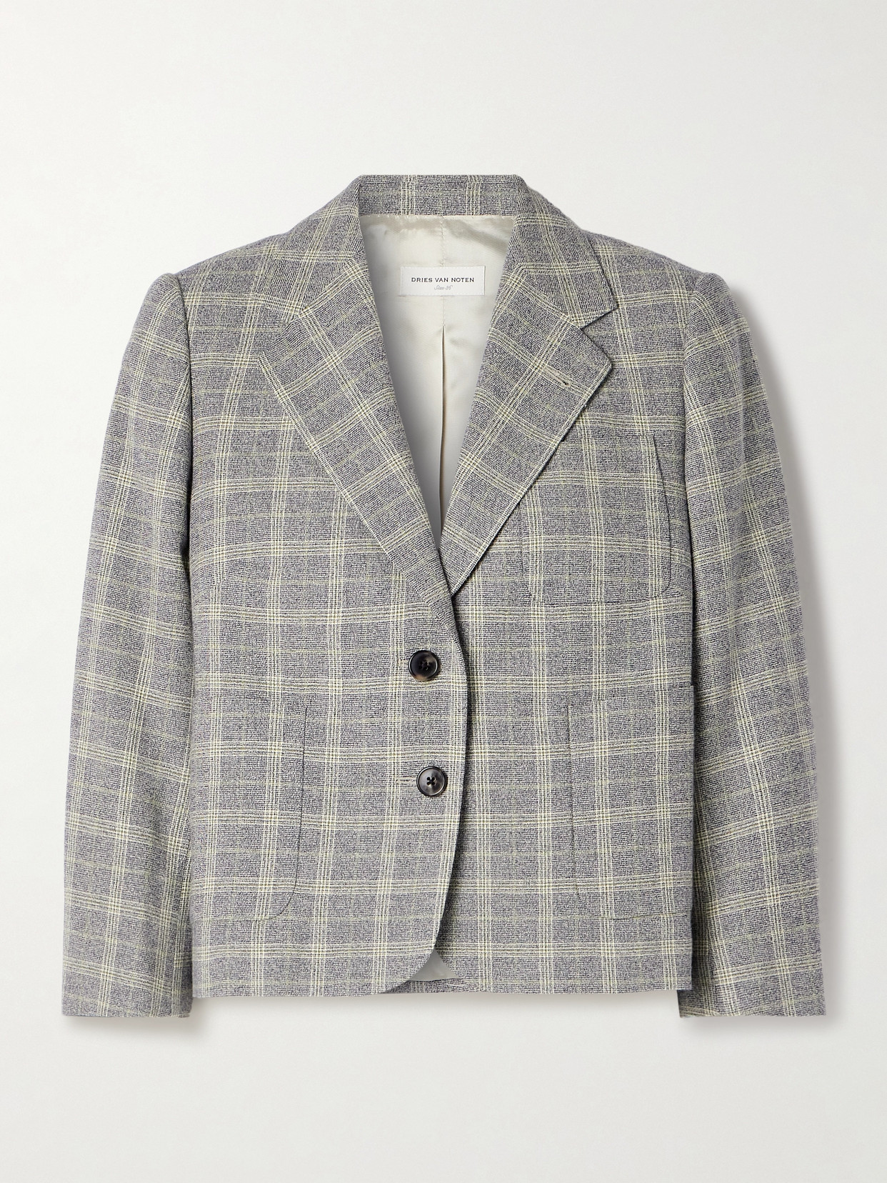 Dries Van Noten Cropped Checked Woven Blazer - Neutrals