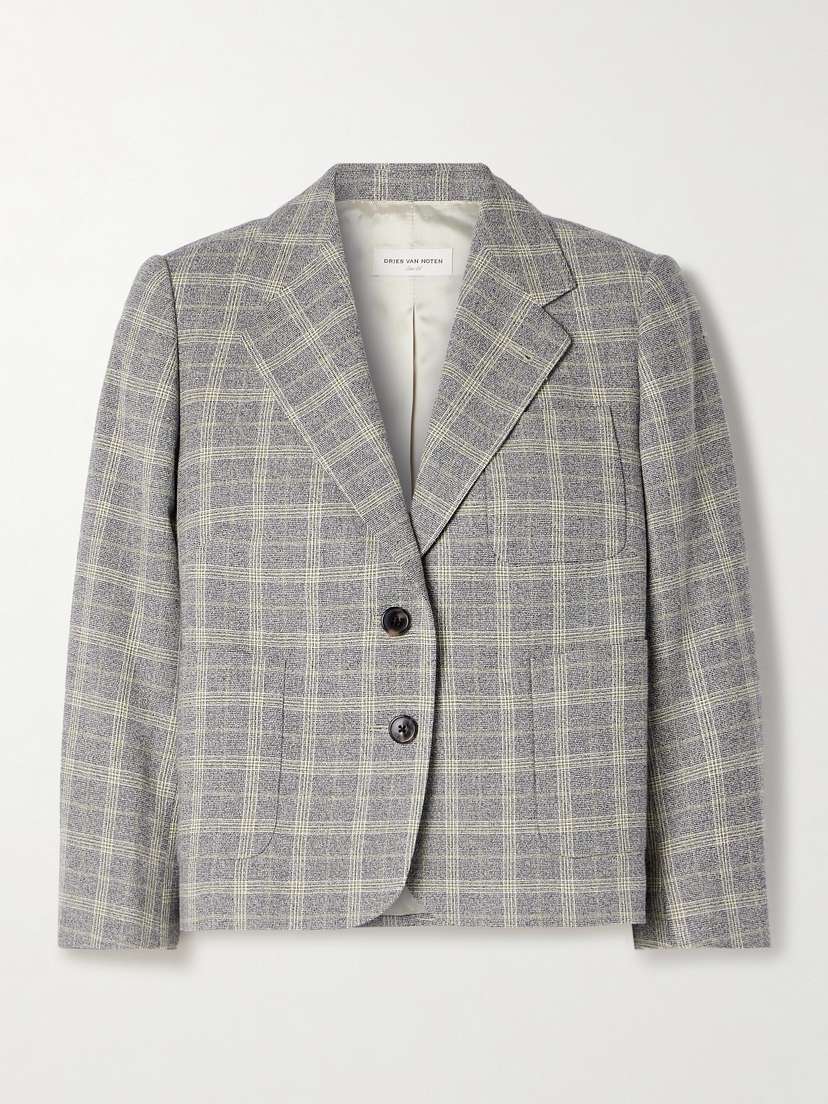 Dries Van Noten Cropped Checked Woven Blazer