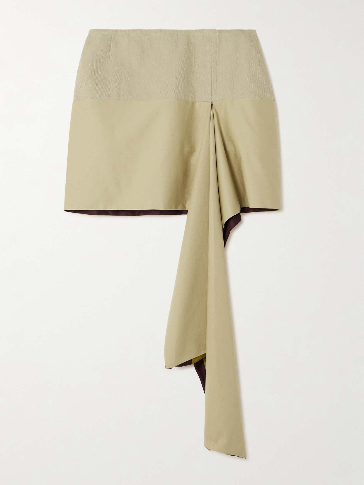 Dries Van Noten Asymmetric Draped Twill And Satin-twill Mini Skirt In Neutrals