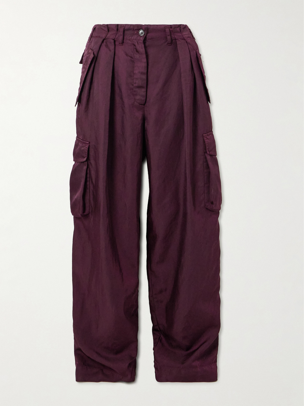 Dries Van Noten Pleated Twill Straight-leg Cargo Trousers In Red