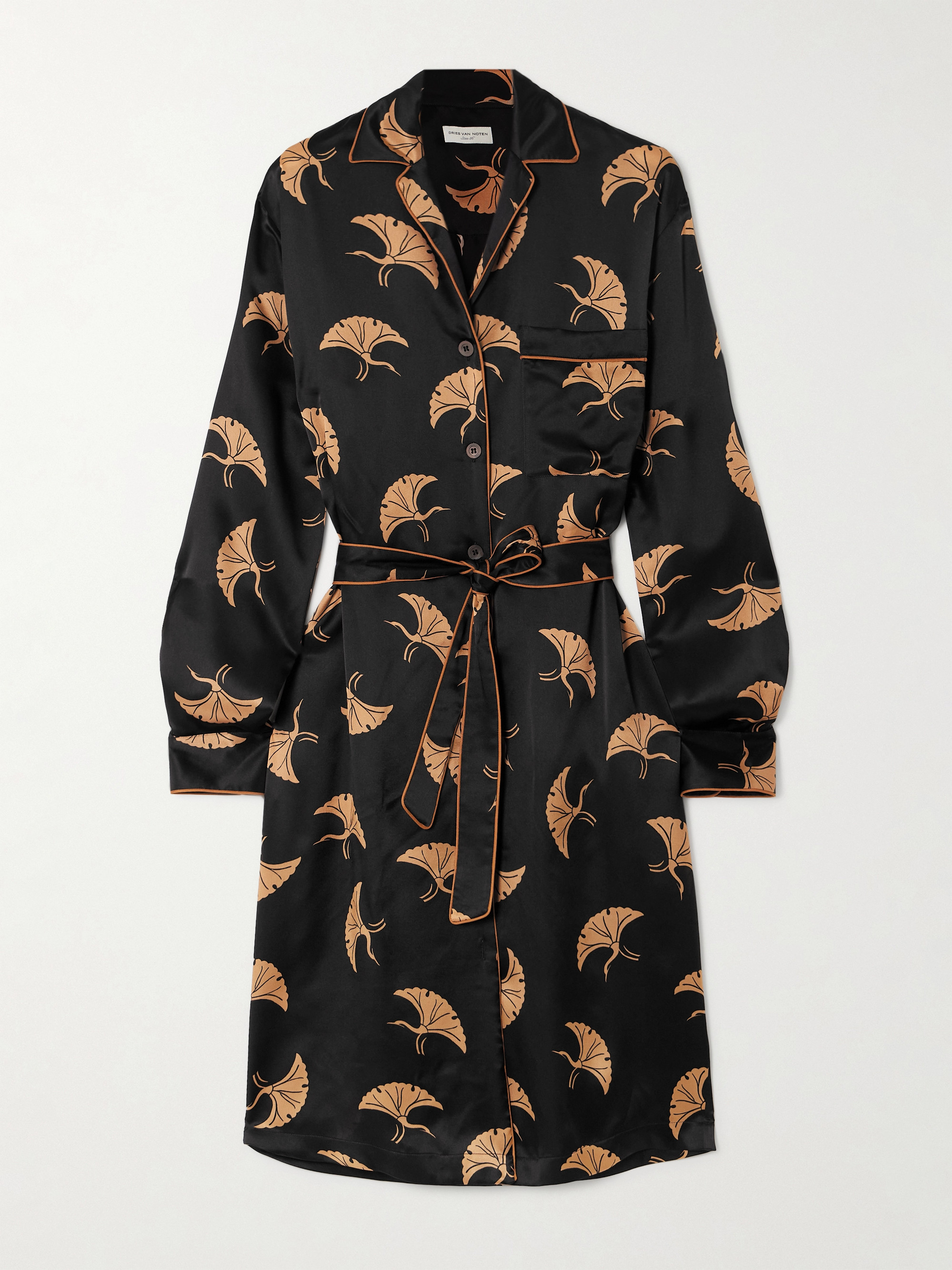 Dries Van Noten Belted printed silk shirt dress thumbnail