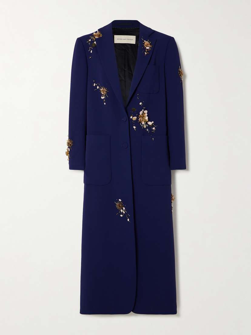 Dries Van Noten Embellished Crepe Coat