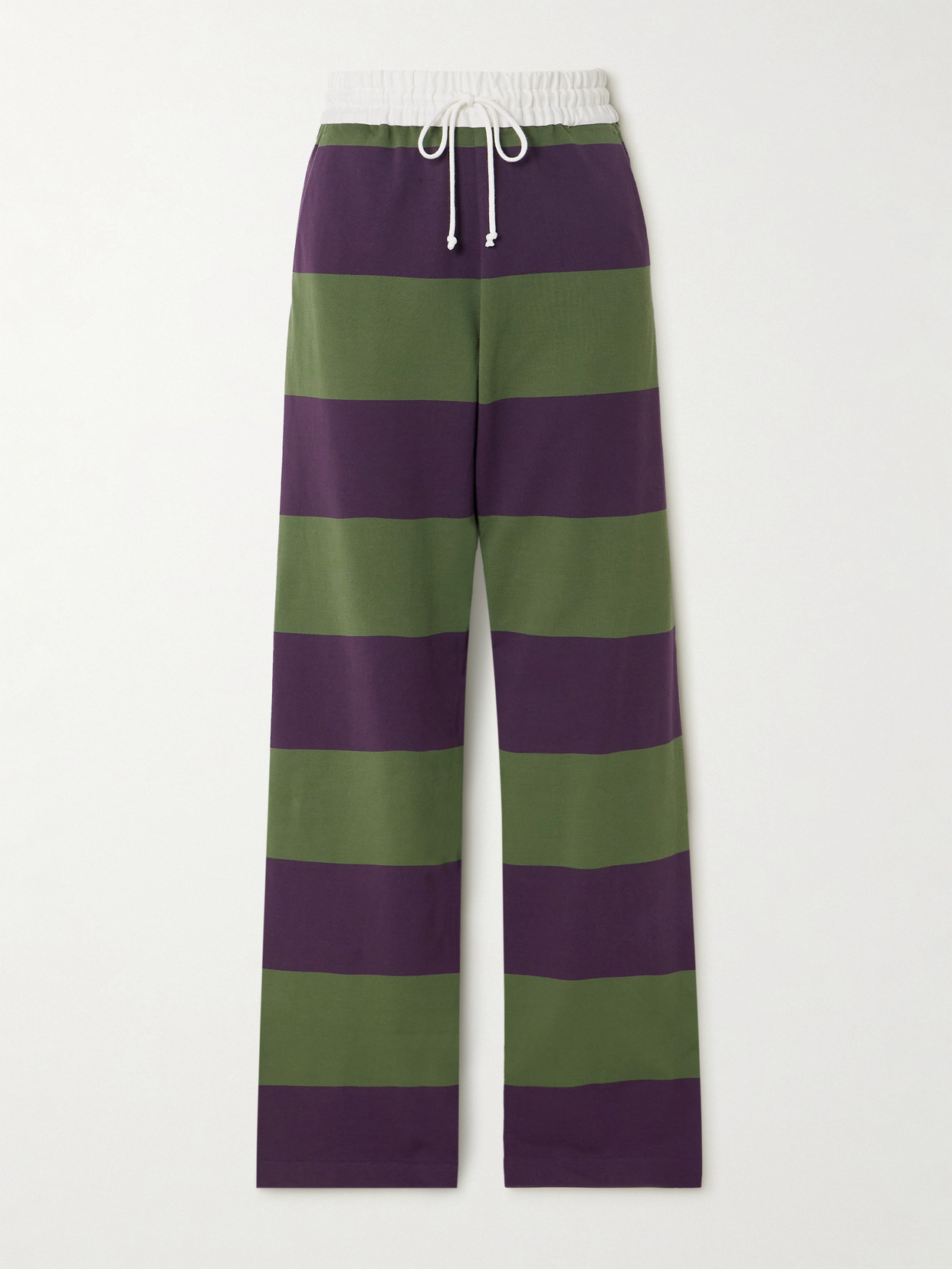 Dries Van Noten Striped Cotton-jersey Track Pants In Multi