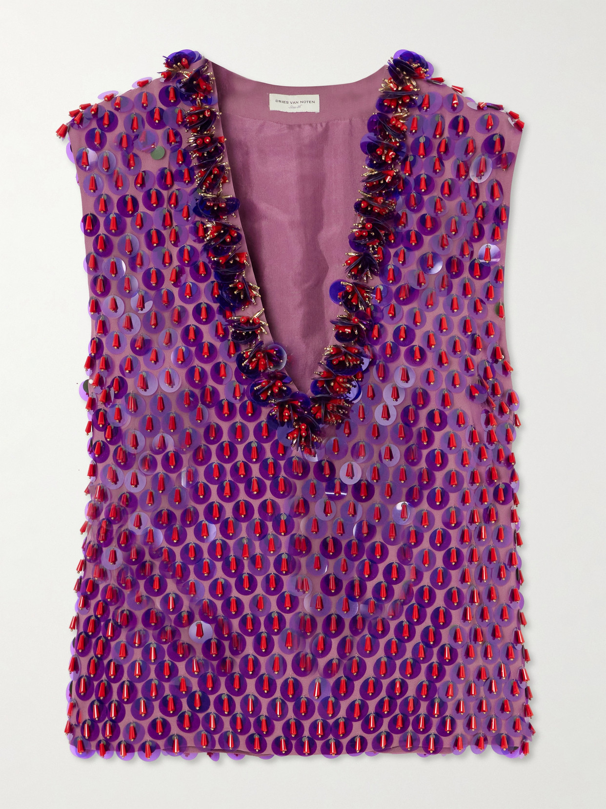 Shop Dries Van Noten Embellished Crepe Top In Multi