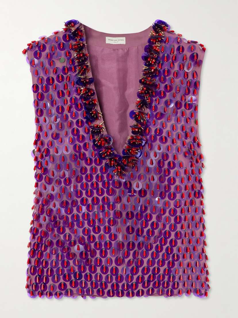 Dries Van Noten Embellished Crepe Top