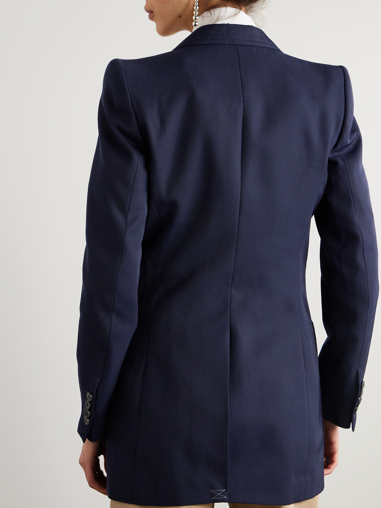 Dries Van Noten Double Breasted Gabardine Blazer In Blue