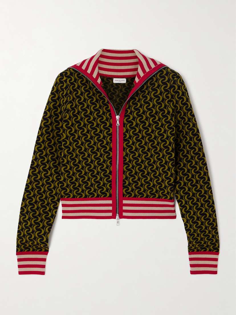 Dries Van Noten Cropped Jacquard-knit Cardigan