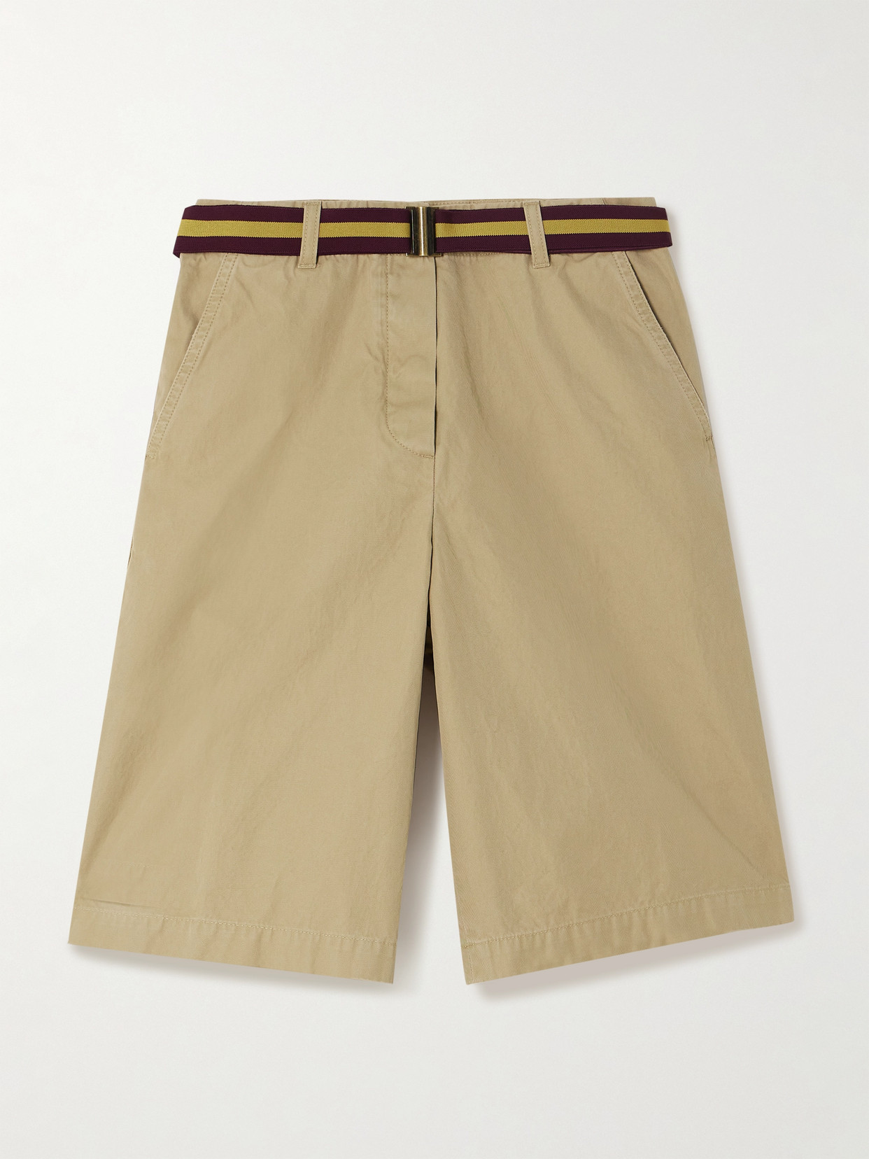 Shop Dries Van Noten Belted Cotton-twill Shorts In Neutrals