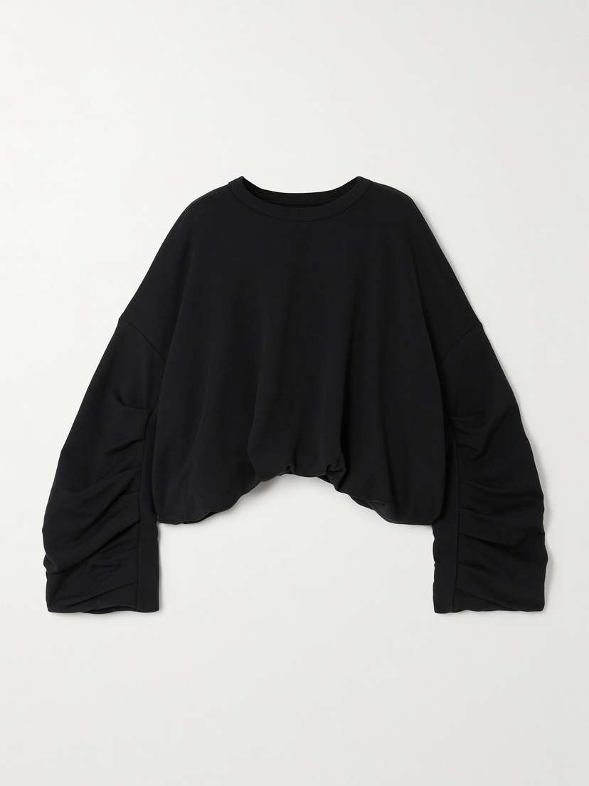 Dries Van Noten Ruched Cropped Cotton-jersey Sweater