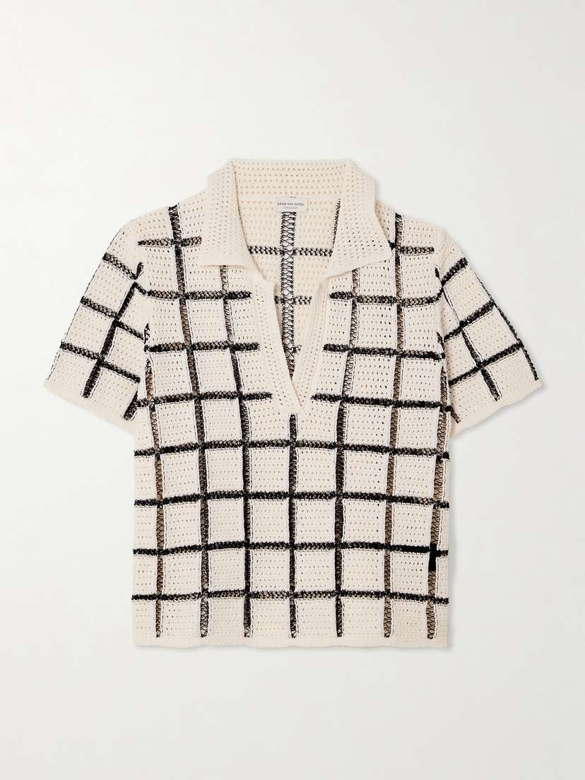 Dries Van Noten Crocheted Cotton Polo Shirt