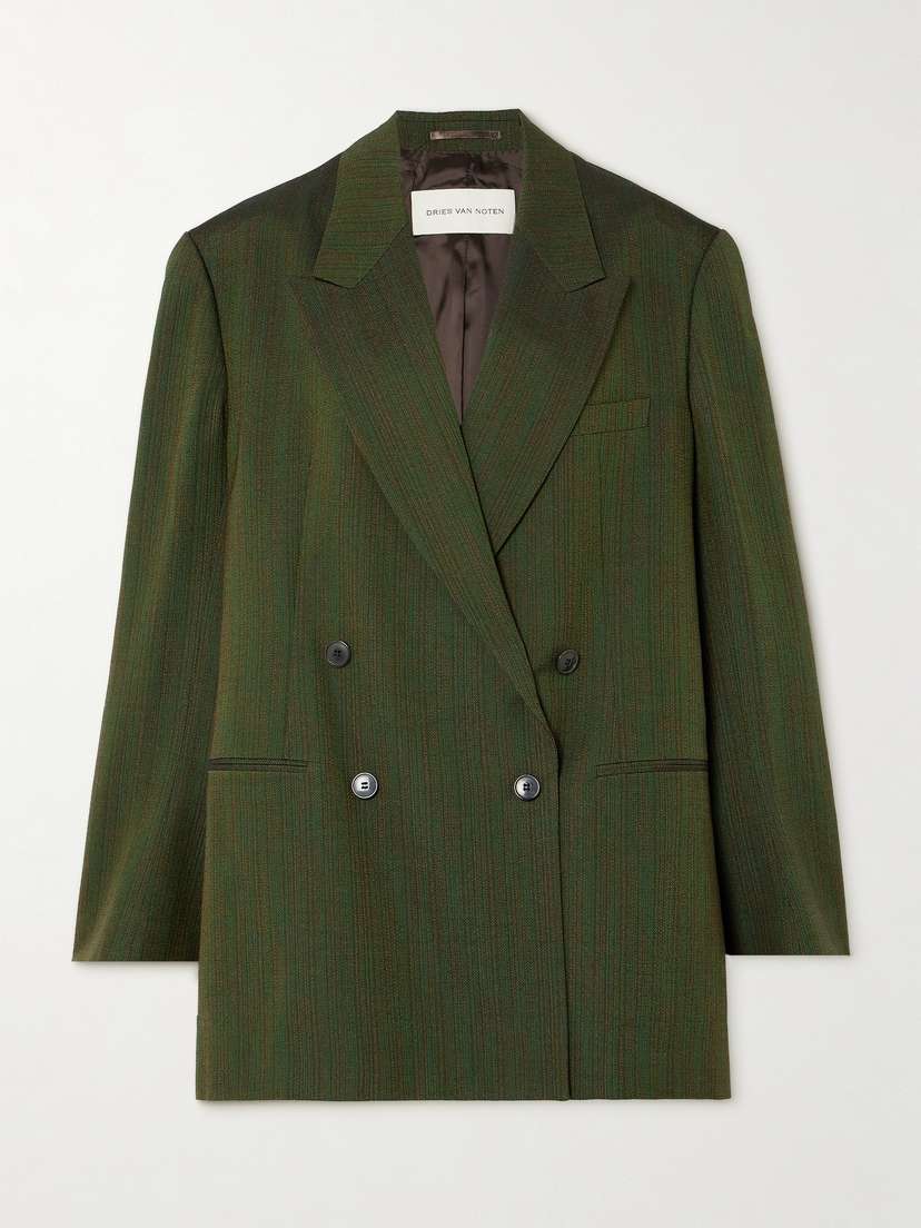 Dries Van Noten Double-breasted Striped Cotton-blend Blazer