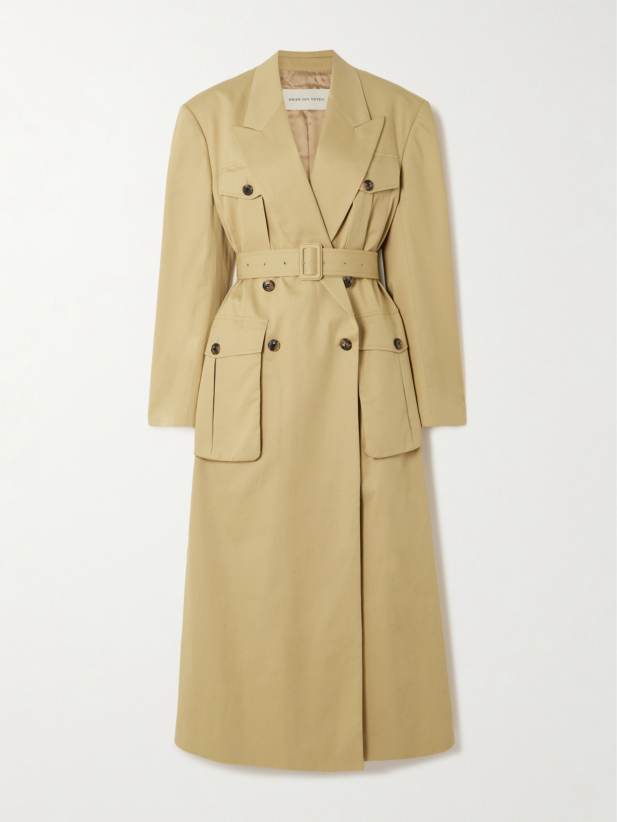 Dries Van Noten Cotton-twill Trench Coat In Neutrals