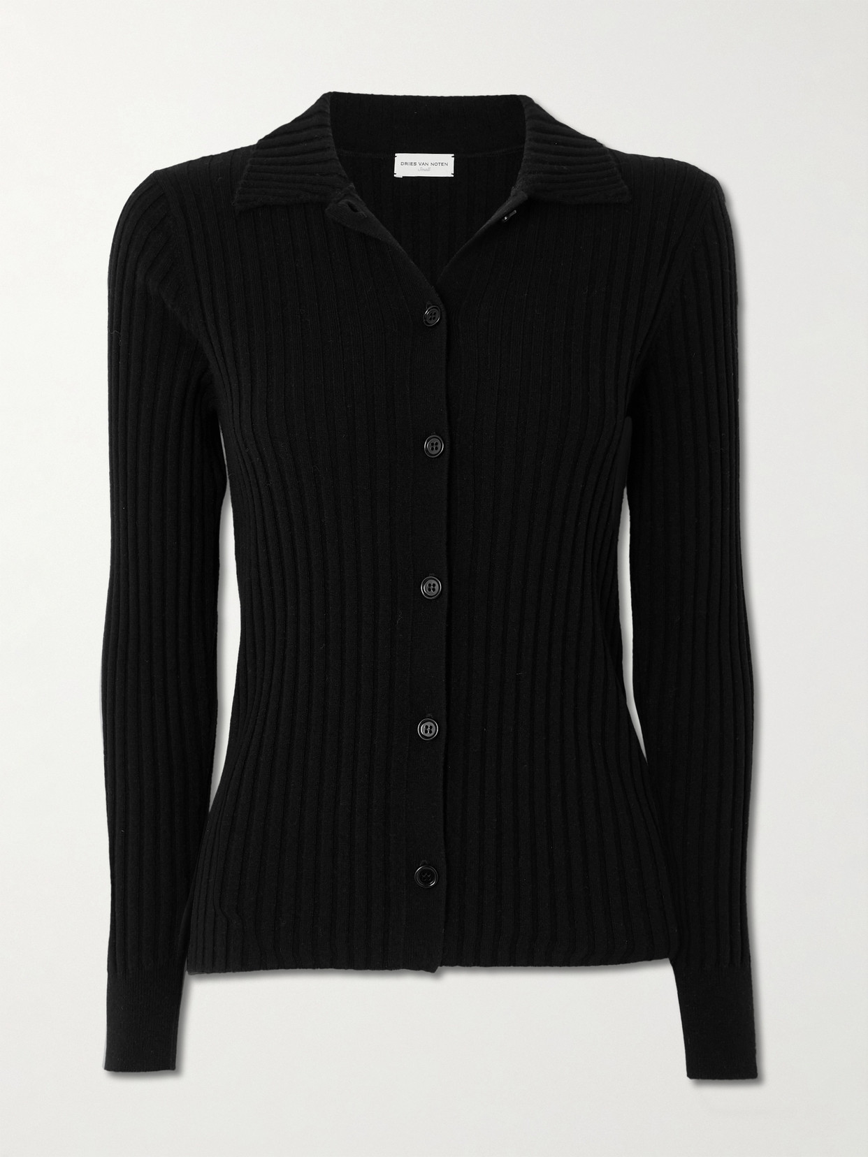 Dries Van Noten Ribbed Cashmere Cardigan - Black