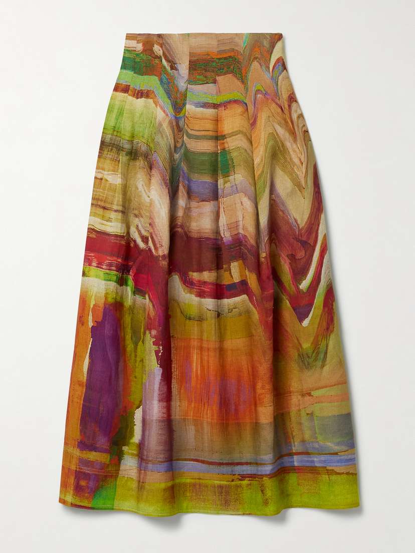 Ulla Johnson Alessandra Pleated Printed Linen-blend Maxi Skirt
