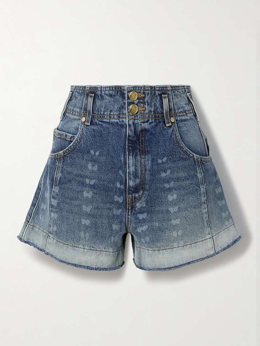 Ulla Johnson The Charlotte Frayed Bleached Denim Shorts