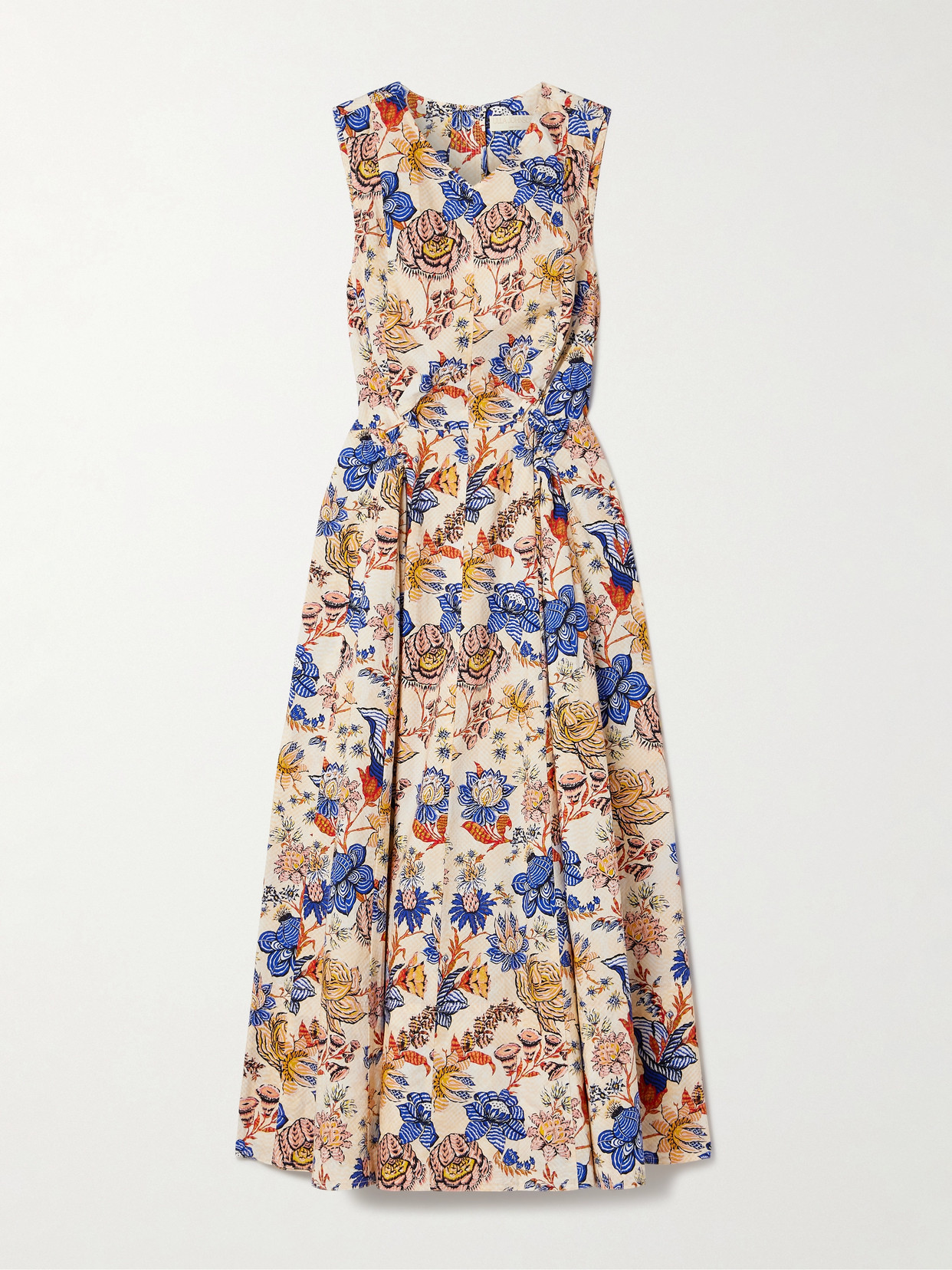 Ulla Johnson - Kaiya Pleated Floral-print Cotton-poplin Midi Dress - Multi
