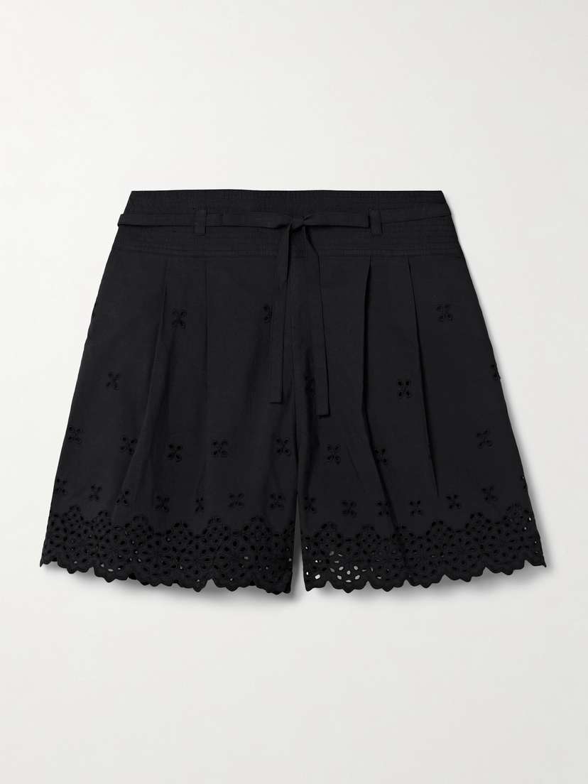 Ulla Johnson Sabine Pleated Broderie Anglaise Cotton-poplin Shorts