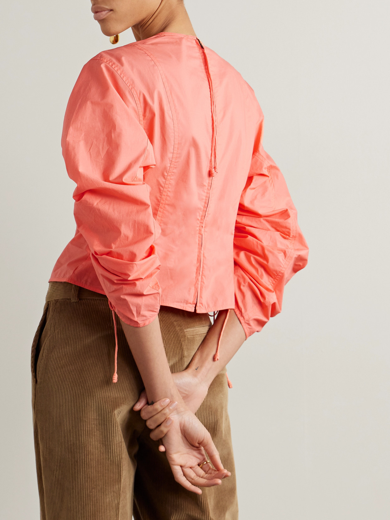 Lorna Ruched Cotton-Poplin Blouse
