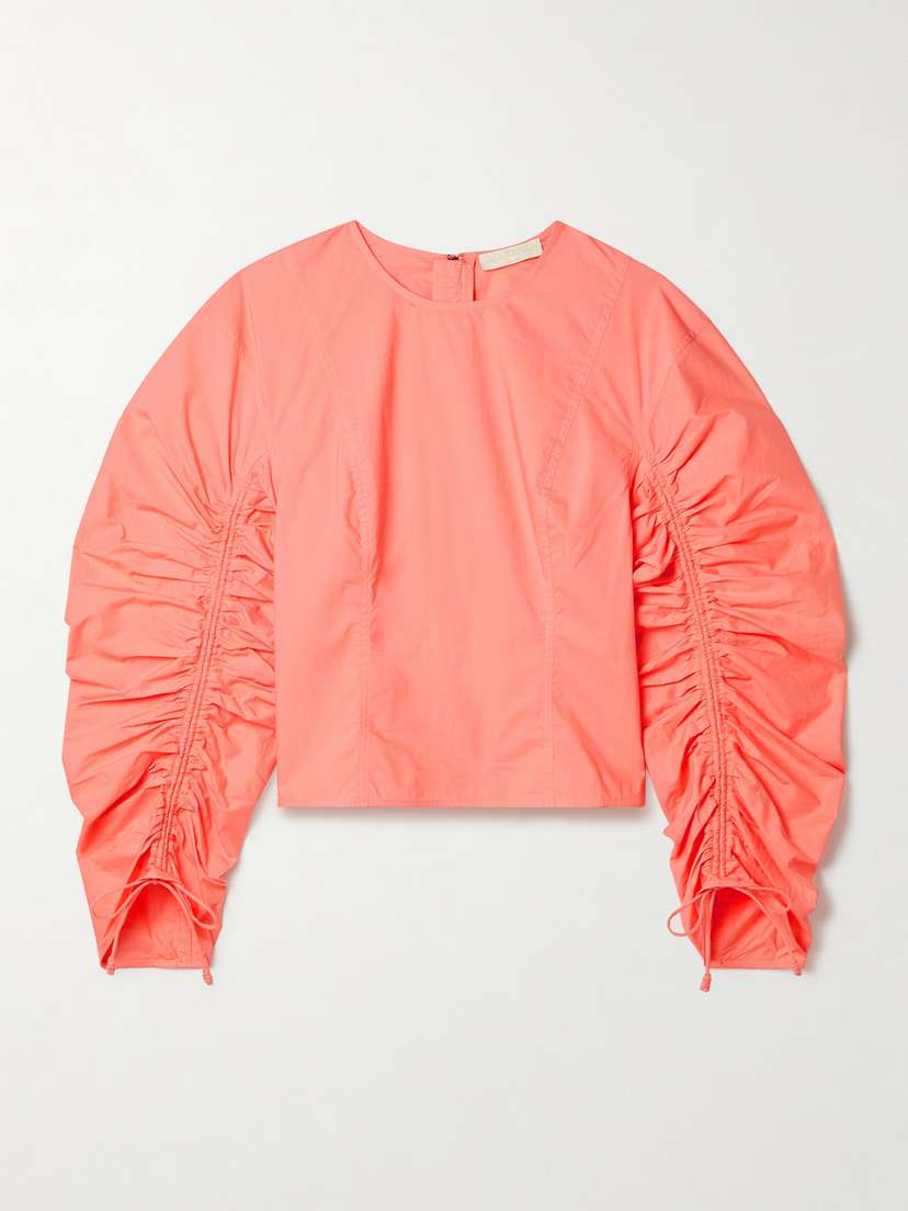 Ulla Johnson Lorna Ruched Cotton-poplin Blouse